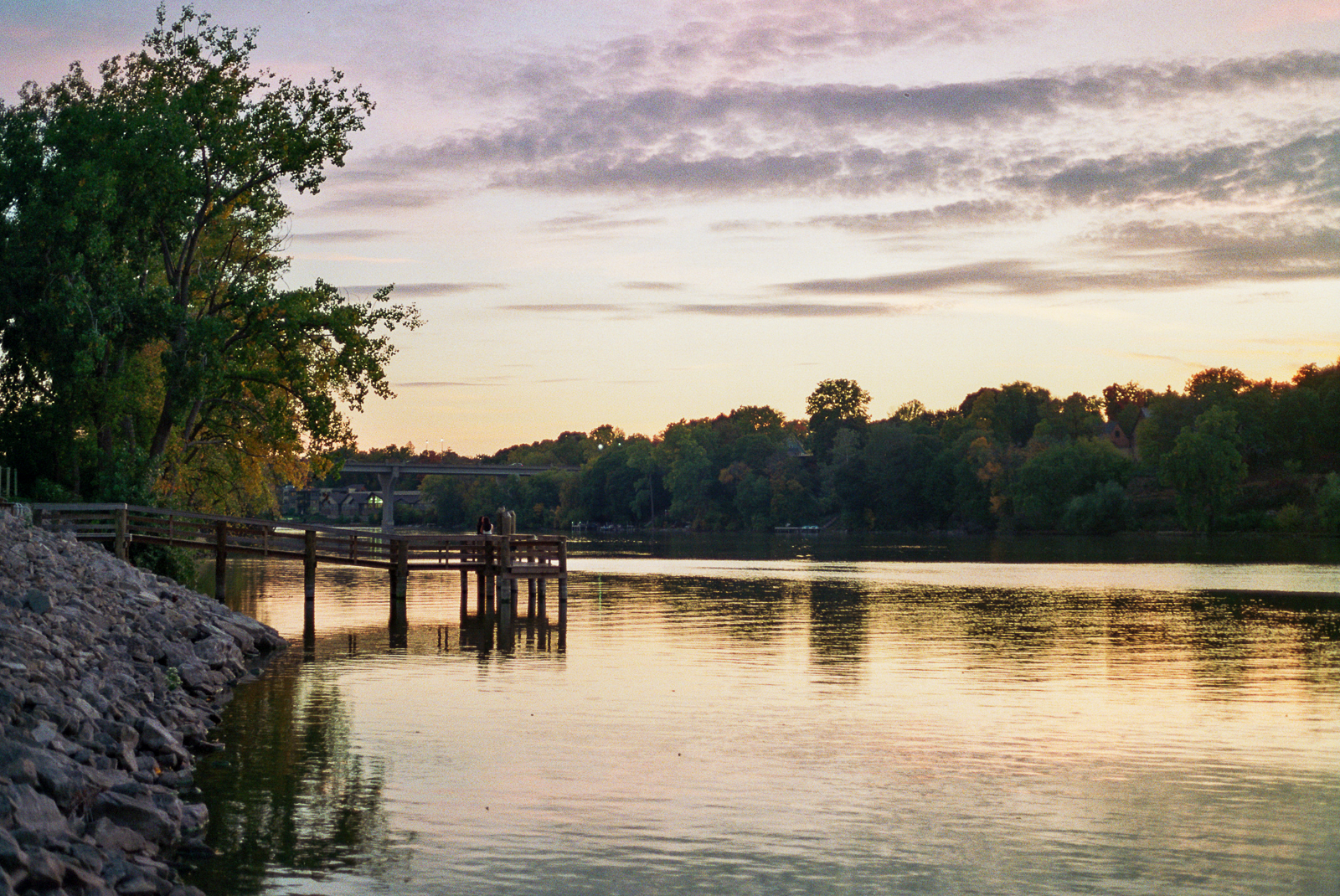 Fox River and pier in Golden Sunset